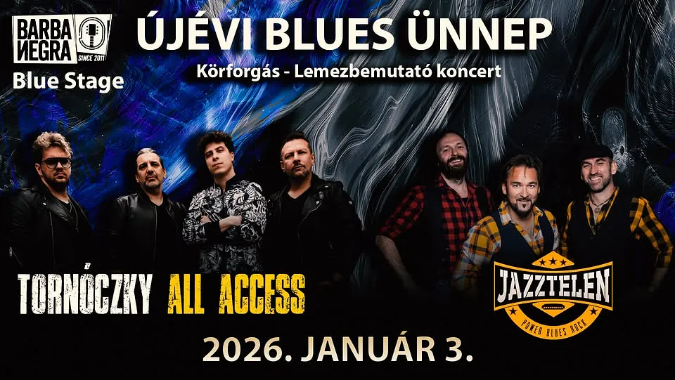 ÚJÉVI BLUES ÜNNEP ★ TORNÓCZKY ALL ACCESS ★JAZZTELEN ★ BARBA NEGRA