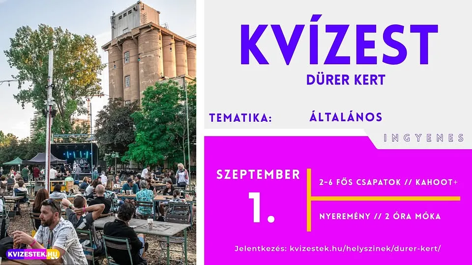 🧠🎉 ÁLTALÁNOS kvízest a Dürer Kertben, értékes nyereményekkel | szeptember 1. | ingyenes 🧠🎉