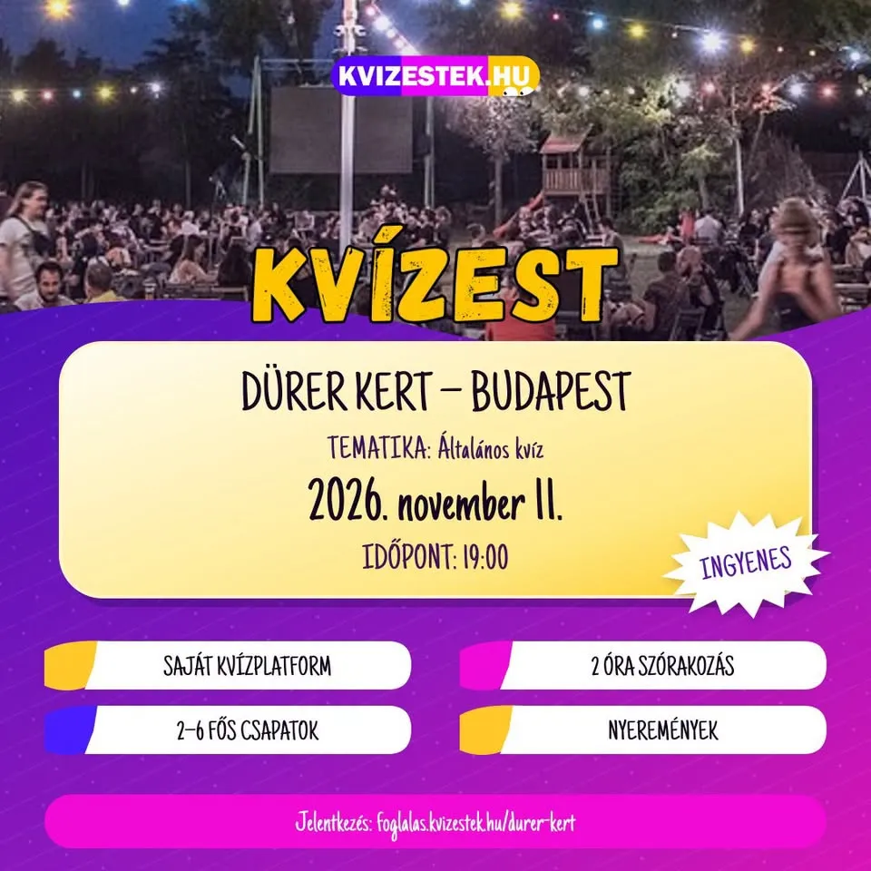 ÁLTALÁNOS KVÍZ | Dürer Kert – Budapest | november 11. | ingyenes