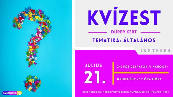 🧠🎉 ÁLTALÁNOS kvízest a Dürer Kertben, értékes nyereményekkel | július 21. | ingyenes 🧠🎉