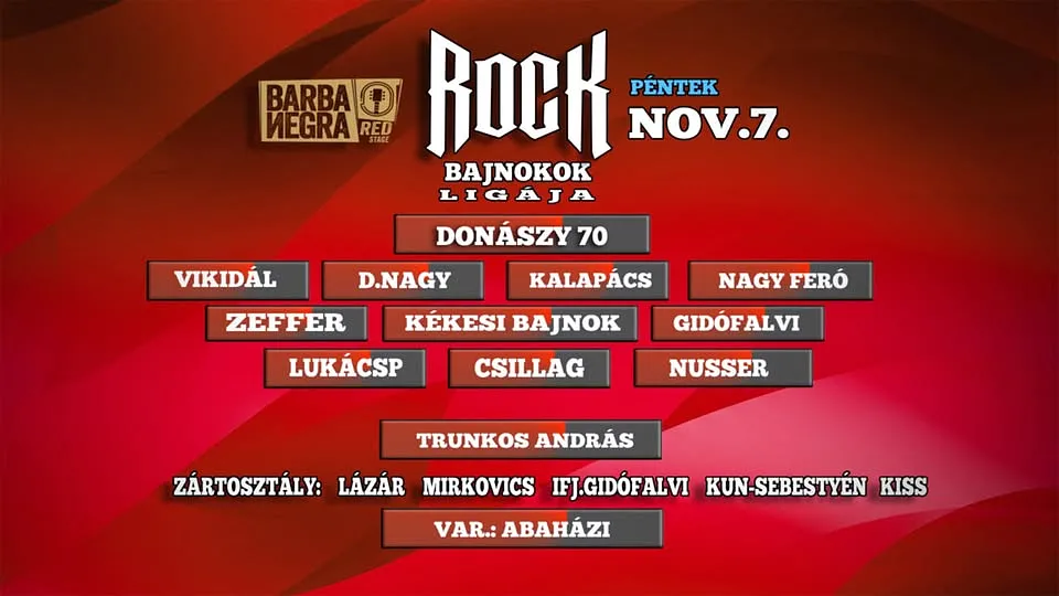ROCK BAJNOKOK LIGÁJA ★ DONÁSZY 70 ★ BARBA NEGRA