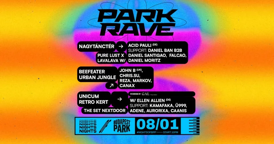 Park Rave w/ Acid Pauli (DE), Ellen Allien (DE), John-B (UK) ⏾ Nights of Budapest Park